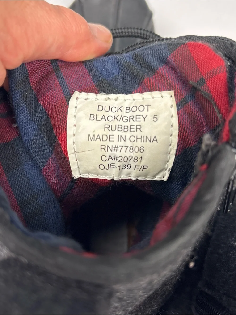 Tommy Hilfiger Women Size 5 Duck Boots Gray Tweed Black Rubber Lace Up Rain